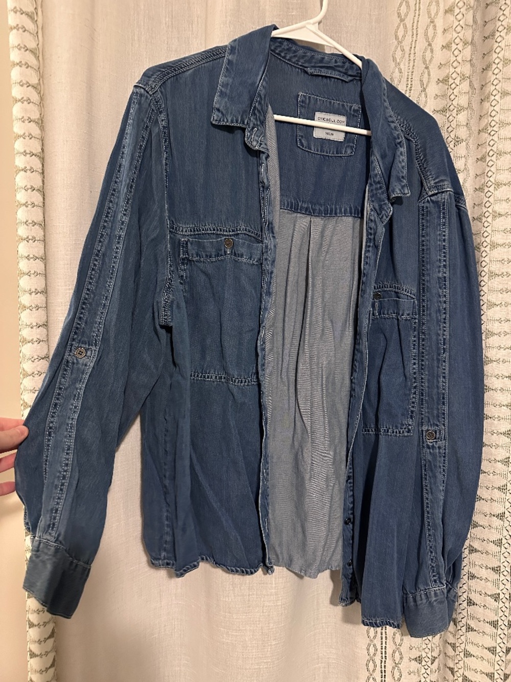 Chic Soul 100% Tencel Denim Utility Button-Up Shirt Shacket 2X